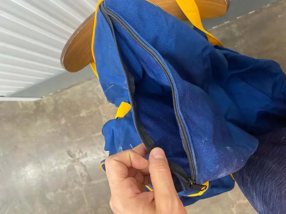 Vintage Blue and Yellow Canvas Duffel Gym Sports Bag Made in USA